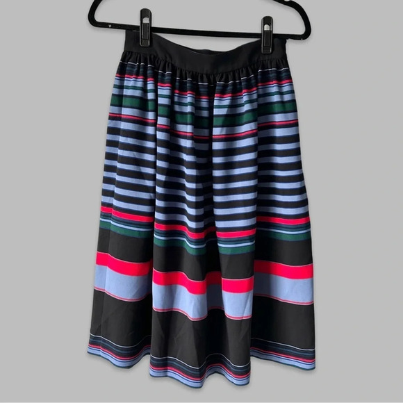 Zara Striped Pleated A Line Midi Skirt - Picture 2 of 14